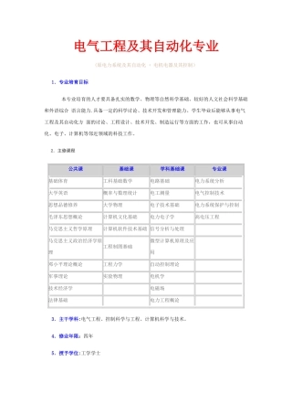 电气工程及其自动化主修课程