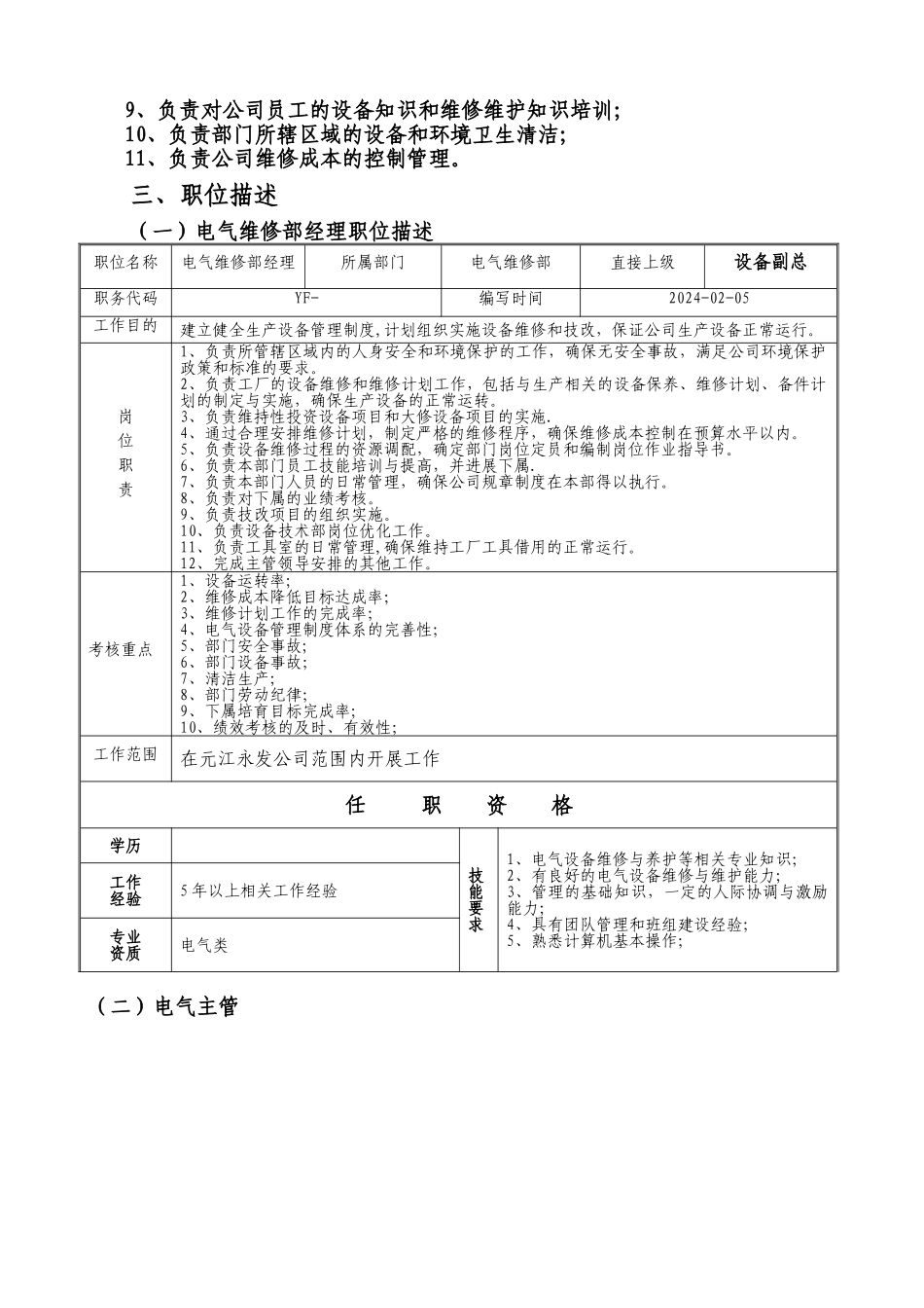 电气维修部岗位职责_第2页