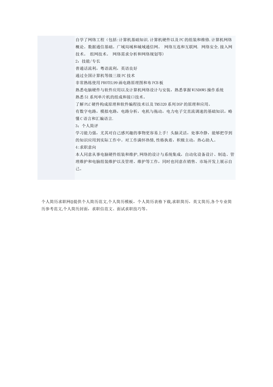 电气自动化专业个人简历模板下载_第2页