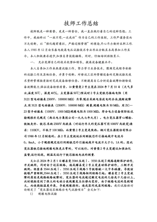 电气试验技师总结