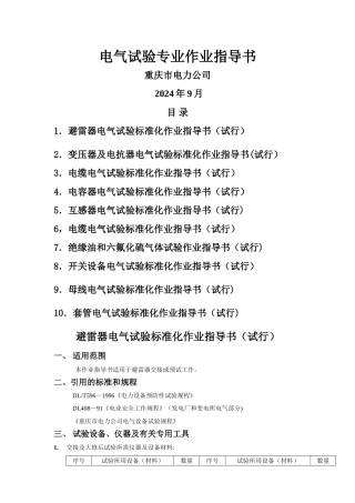 电气试验标准化作业指导书