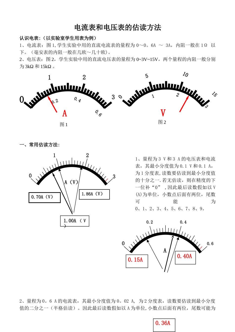 电流表和电压表的估读方法_第1页
