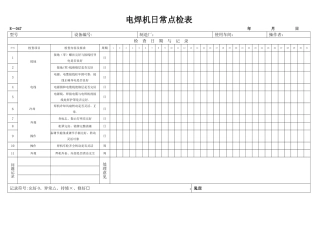电焊机设备日常点检表