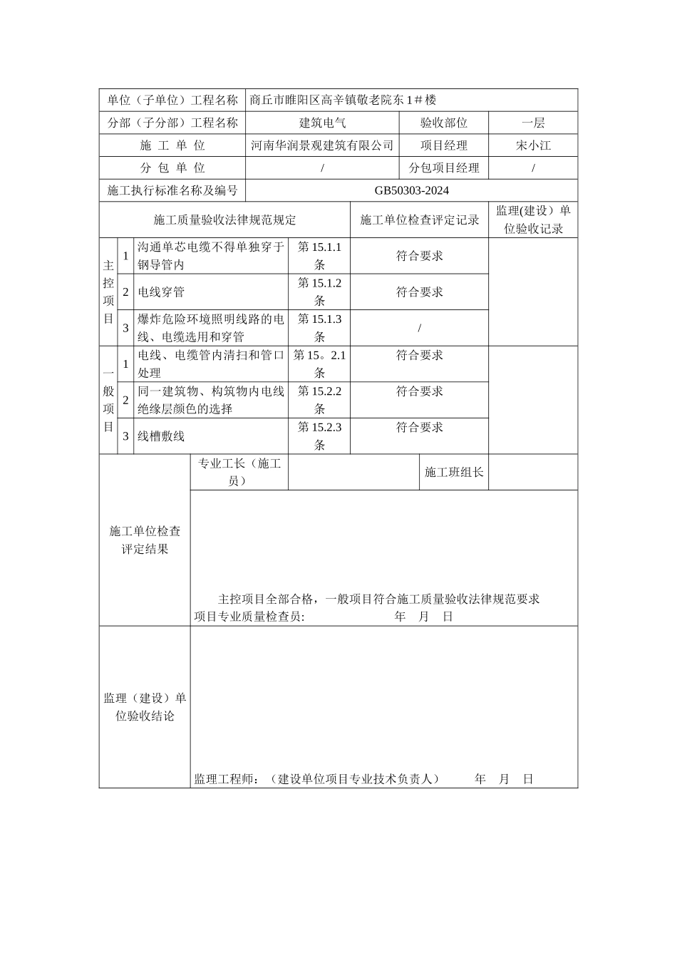 电线、电缆穿管和线槽敷设线检验批质量验收记录表_第2页