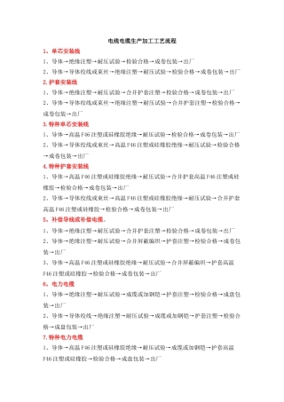 电线电缆生产加工工艺流程