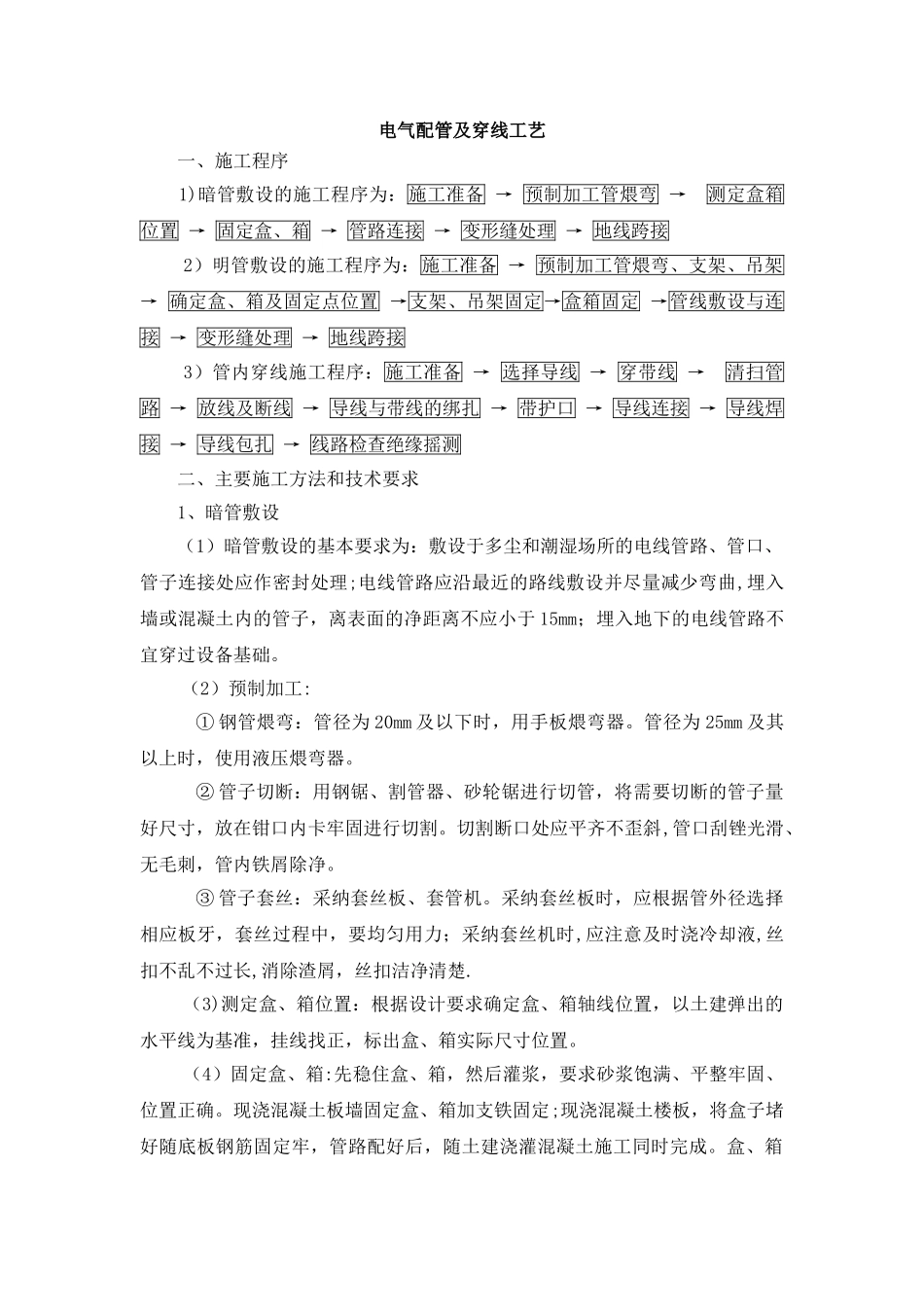 电线穿管施工工艺_第1页