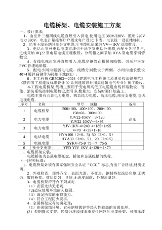 电缆桥架、电缆安装施工方案