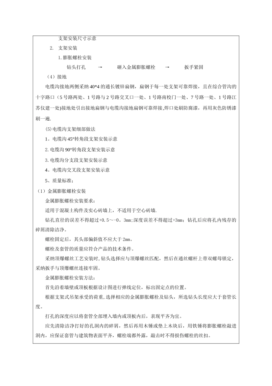 电缆沟支架安装技术交底_第3页