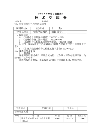 电缆绝缘测试技术标准