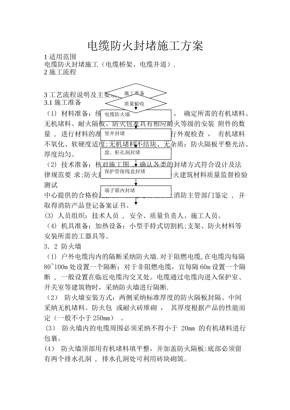 电缆防火封堵施工工艺_第1页