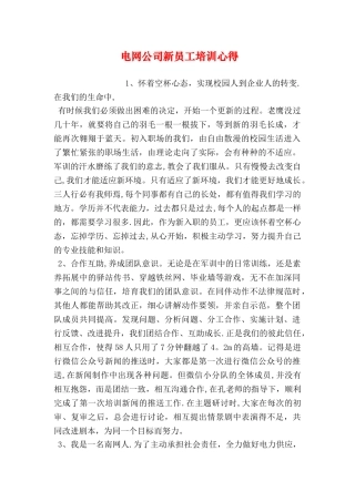 电网公司新员工培训心得
