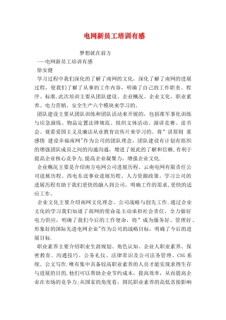 电网新员工培训有感