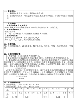 电表改装实验报告