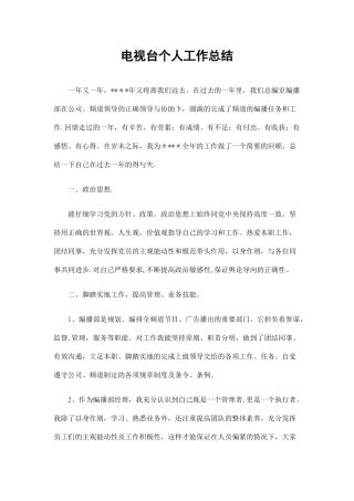 电视台个人工作总结