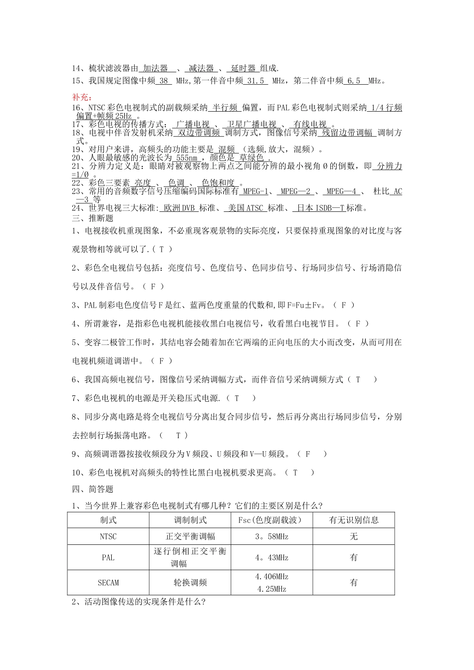 电视原理试题及答案打印版[答案]_第3页
