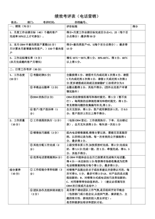 电话营销绩效考核