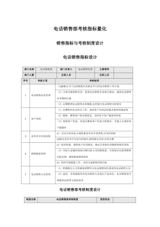 电话销售部考核指标量化