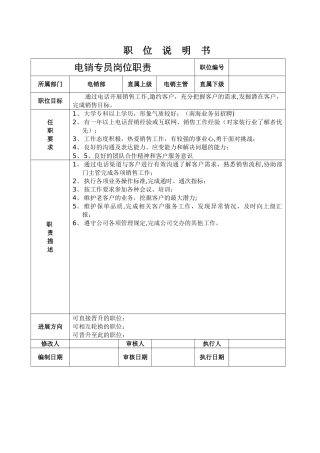 电销专员岗位职责
