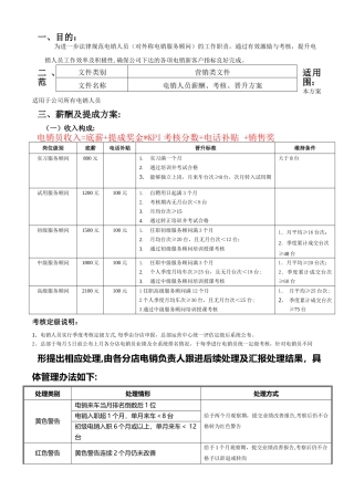 电销人员薪酬考核晋升方案