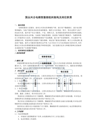 电销客服部组织架构及岗位职责