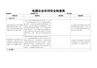 电镀企业车间安全检查表