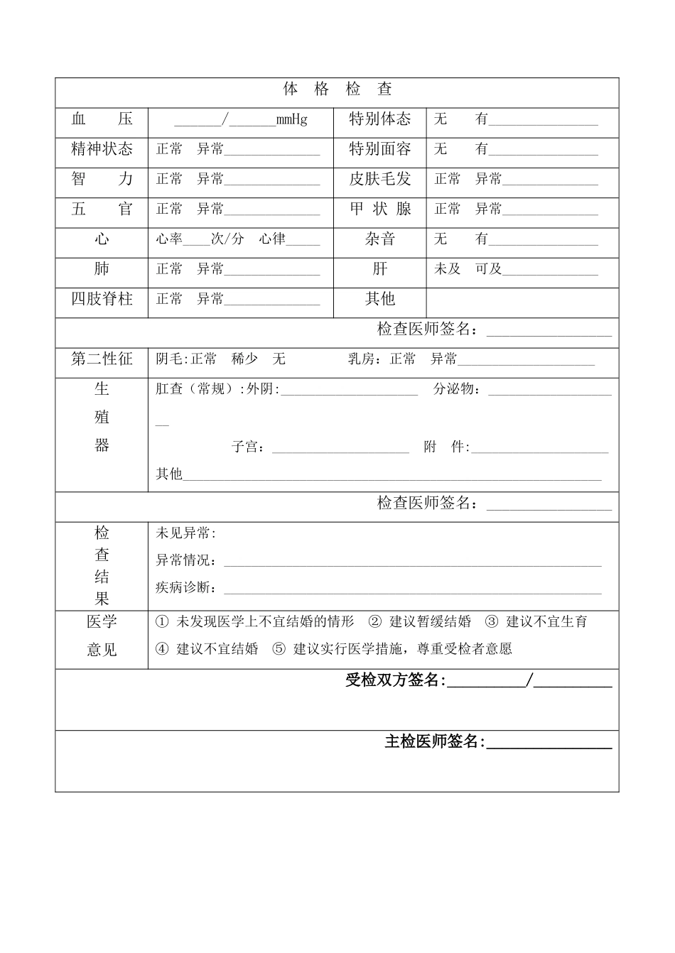 男性-女性-婚前医学检查表_第2页