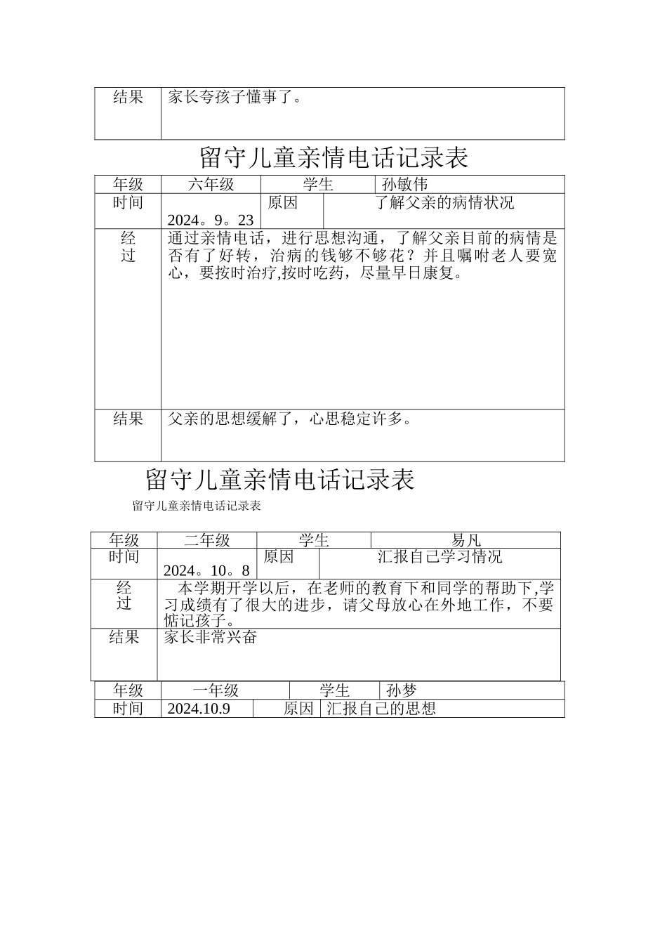 留守儿童亲情电话记录表_第3页