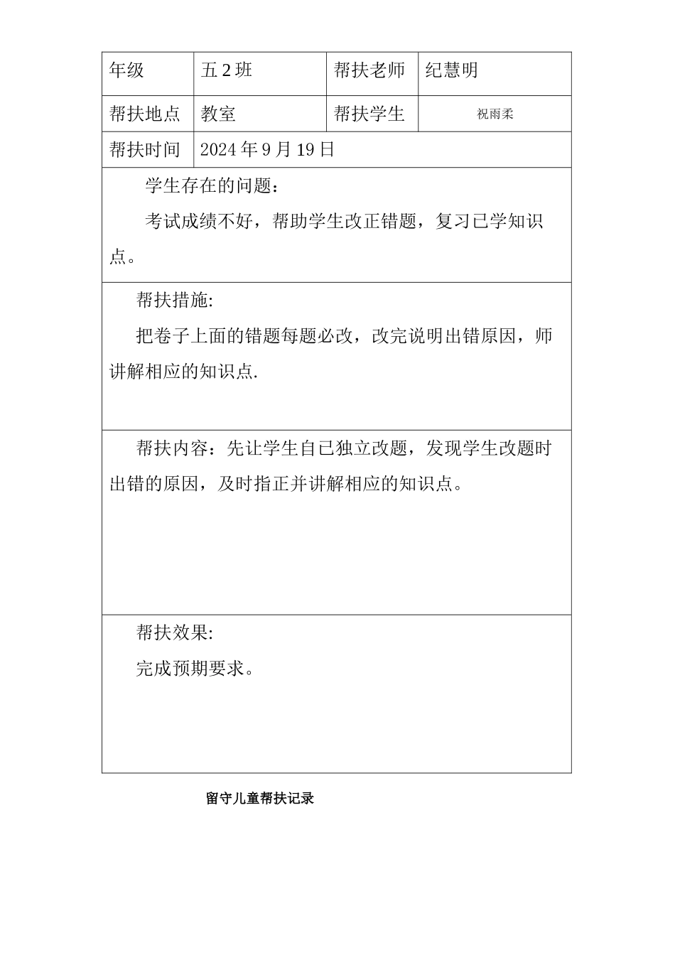 留守儿童帮扶记录表_第2页
