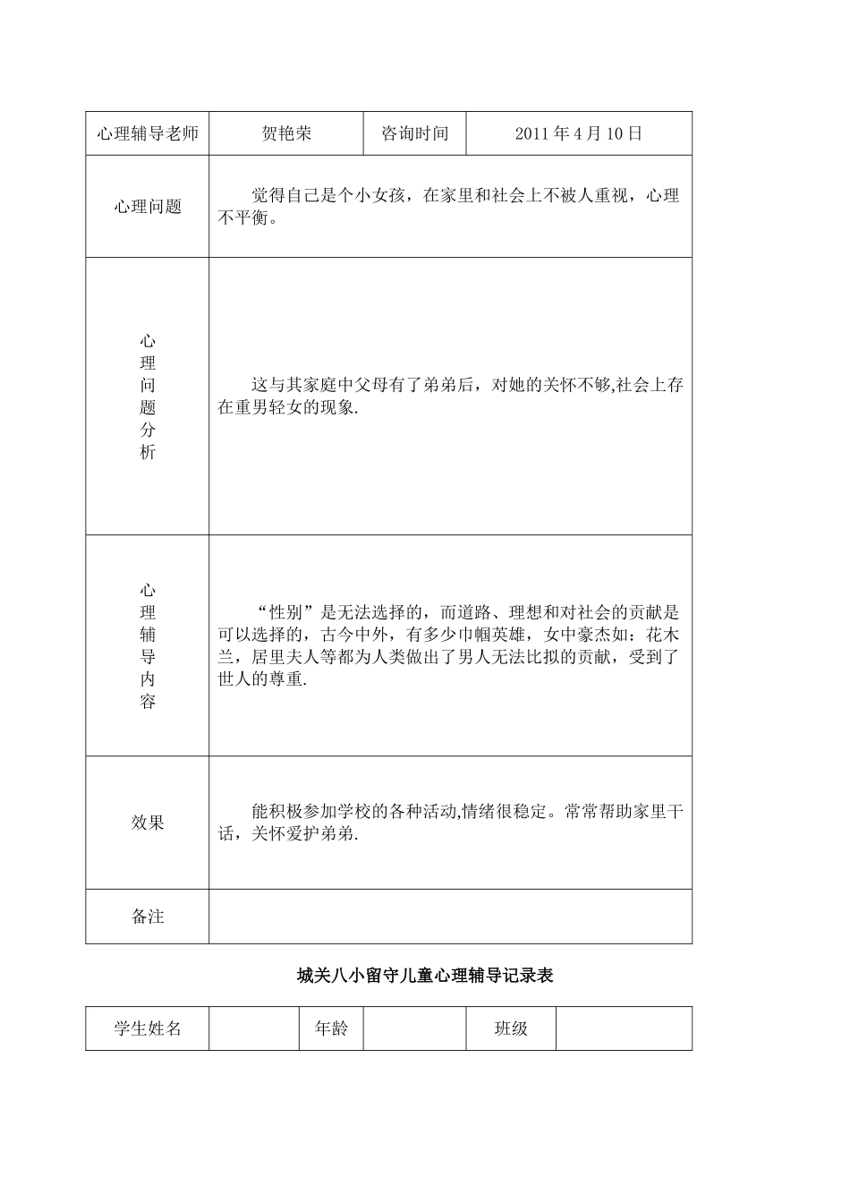 留守儿童社会实践记录表_第3页