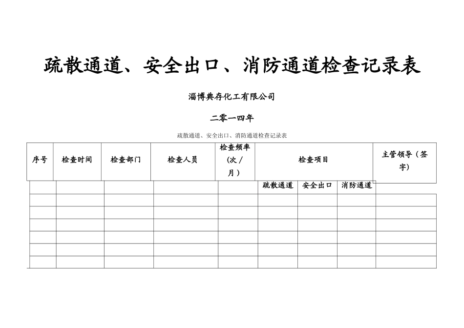 疏散通道、安全出口、消防通道检查记录表_第1页