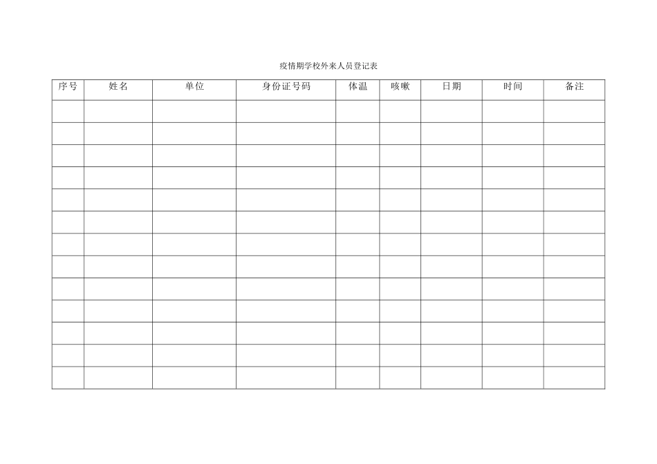 疫情期学校外来人员登记表_第1页