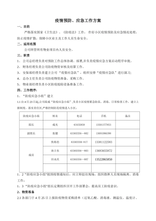 疫情预防、应急工作方案