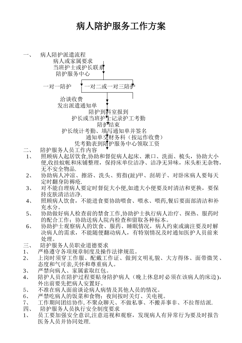 病人陪护服务工作方案_第1页