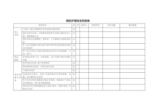 病区护理安全检查表