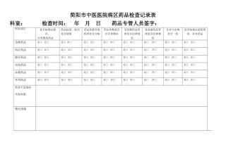 病区药品检查记录表