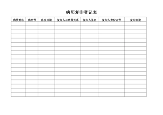 病历复印登记表