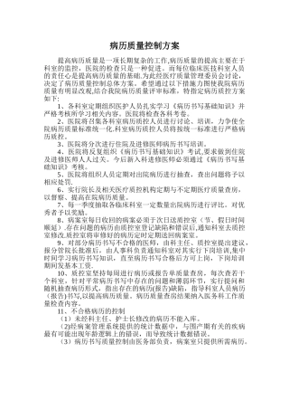 病历质量控制方案
