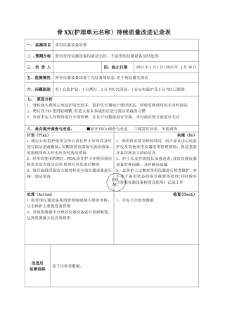 病房常用仪器设备管理PDCA