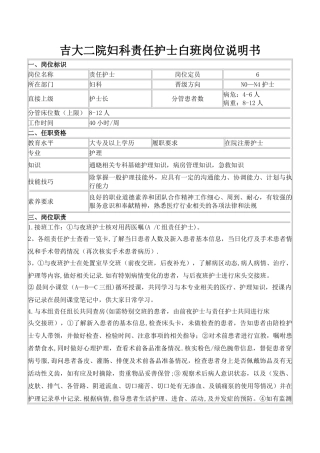 病房责任护士白班岗位说明书修改版资料