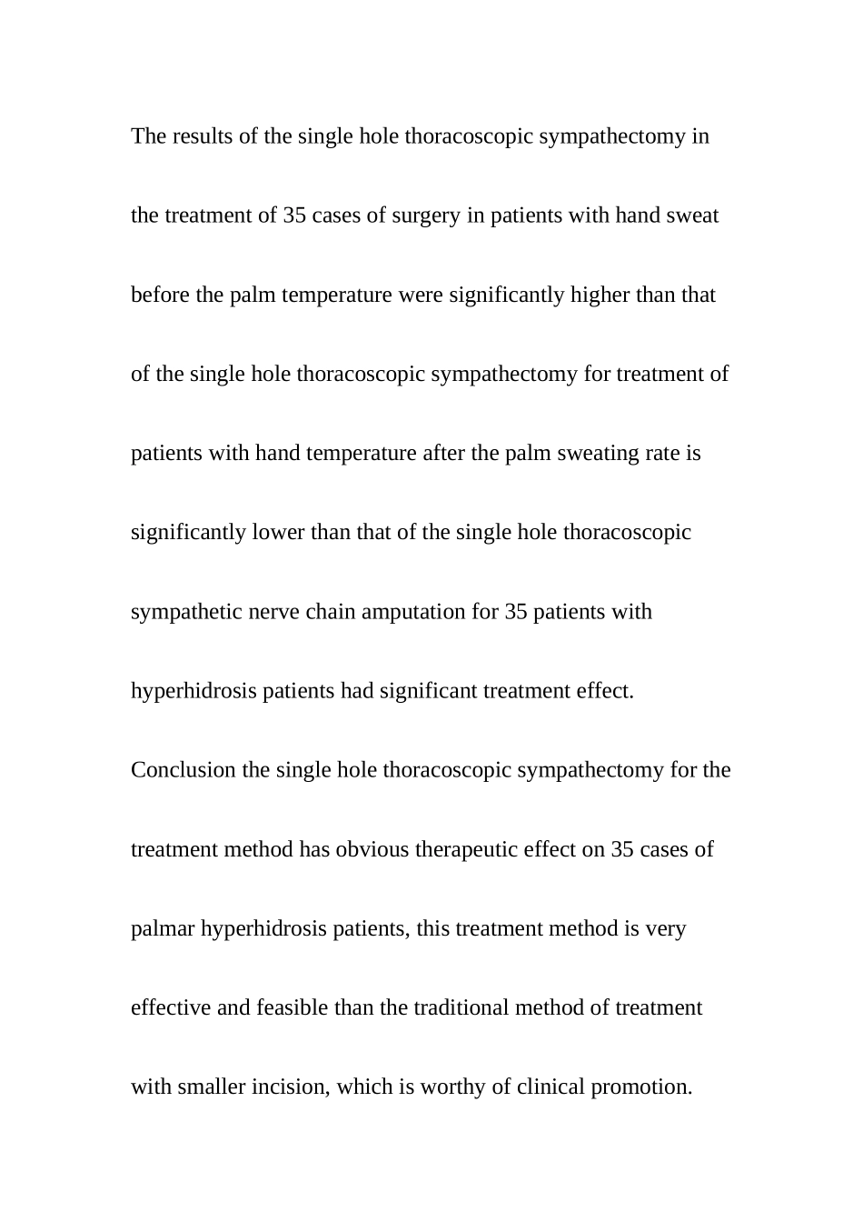 单孔胸腔镜下交感神经链切断术治疗35例手汗症患者的疗效分析  临床医学专业_第3页