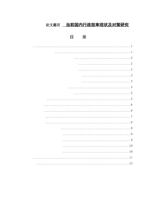 当前国内行政效率现状及对策研究  行政管理专业