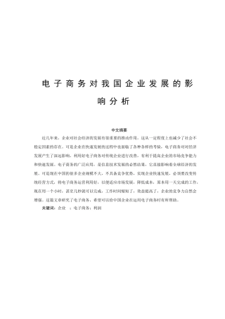 电子商务对我国企业发展的影响分析  会计学专业