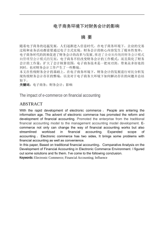电子商务环境下对财务的影响  会计学专业