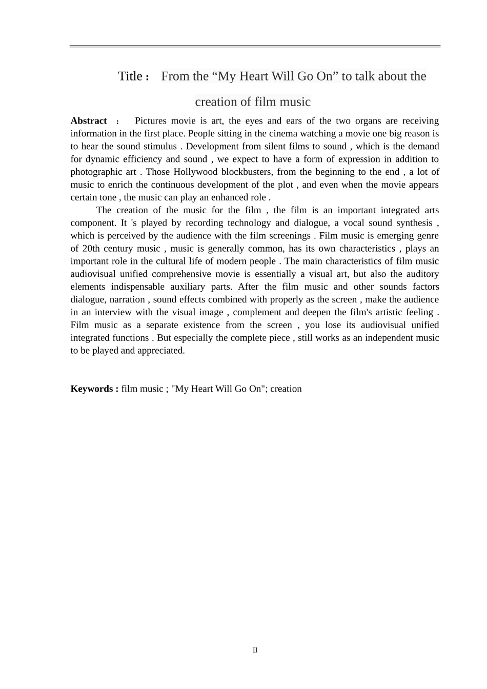 从《My Heart Will Go On》谈电影音乐的创作  音乐学专业_第2页