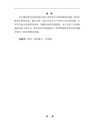 从净利润角度对企业进行分析  会计学专业