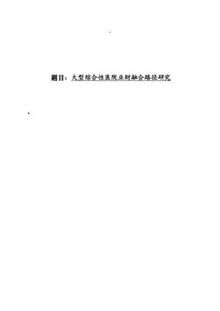 大型综合性医院业财融合路径研究   会计学专业