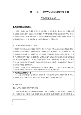 大学生足球运动常见损伤的产生因素及分析  体育运动专业
