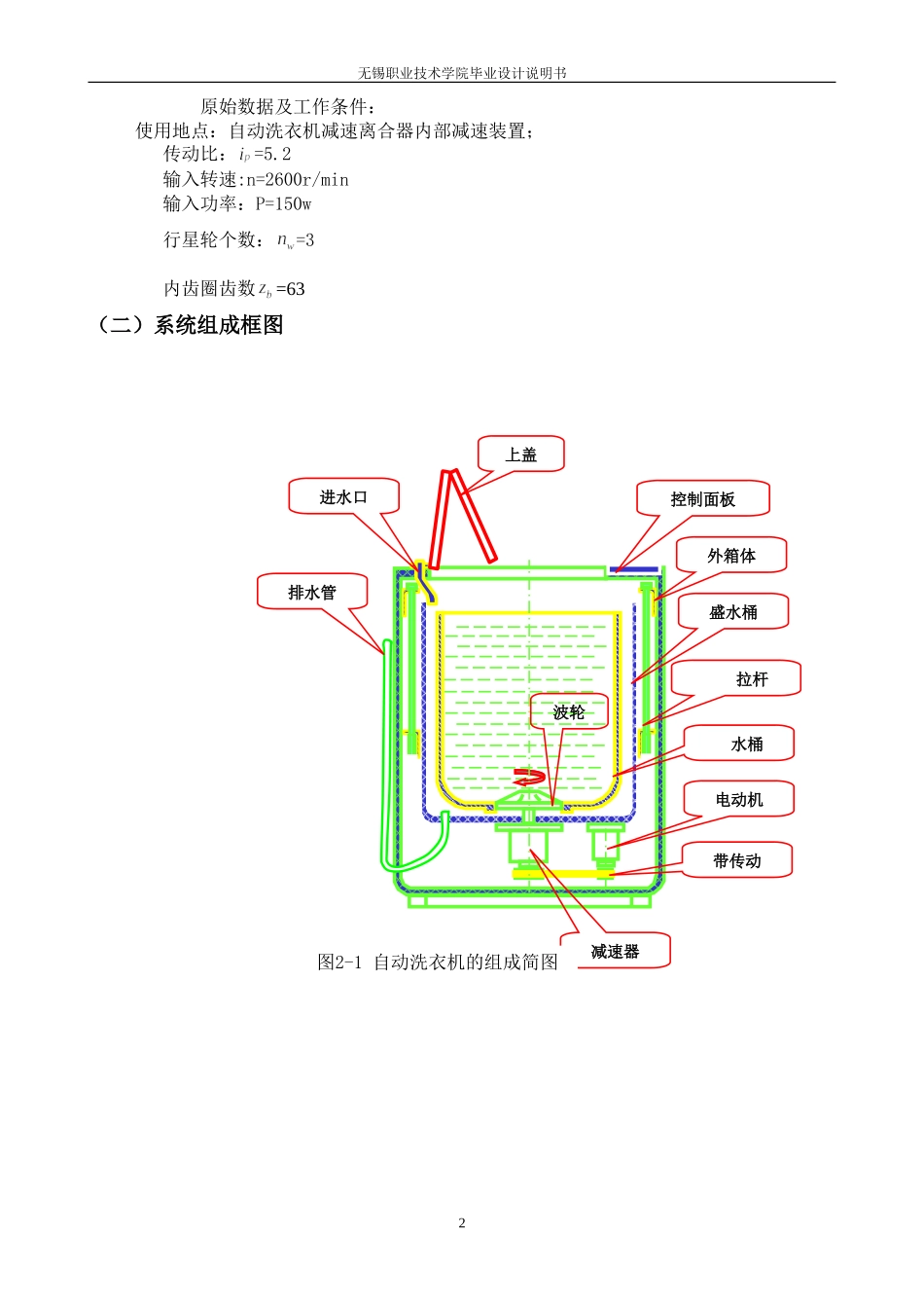 自动洗衣机行星齿轮减速器的设计(论文+DWG图纸)_第2页