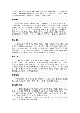 症状自评量表(评分标准)