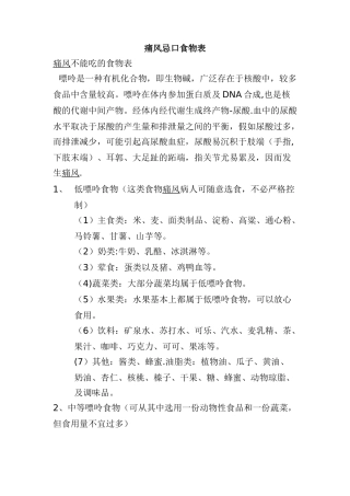 痛风忌口食物表